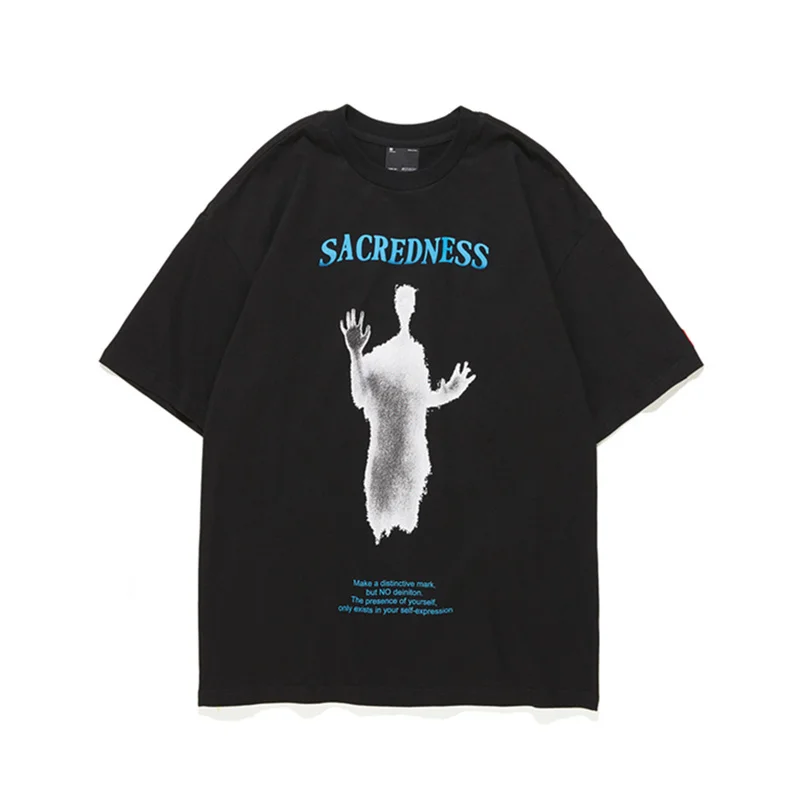 

Fashion New Wear Brand Streetwear Summer Hight Street Oversized Mystery Visits Loose HIP HOP t tshirt Tee Men