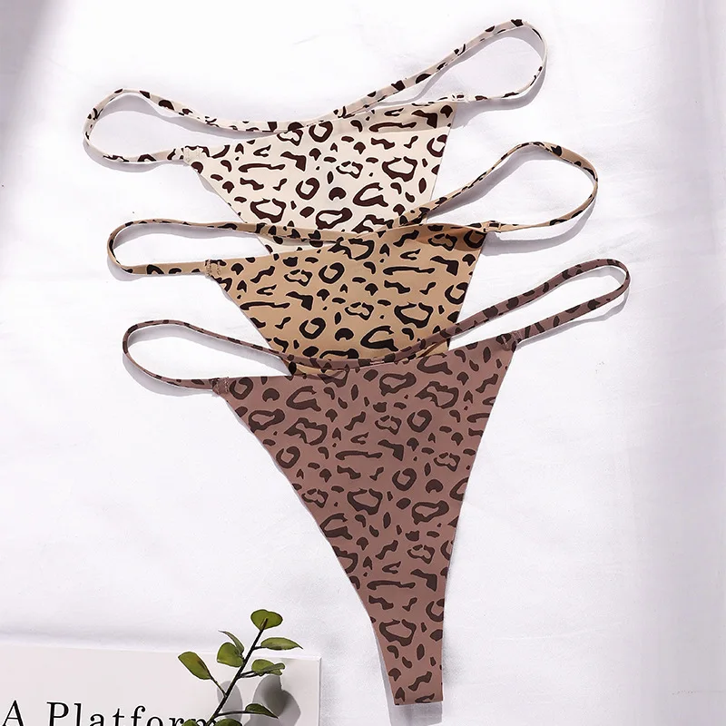 

Leopard Low Rise Thongs Women Sexy Underwear 2022 New Thin Strap Soft Strings T Back Lingerie Fashion Intimates Mutande Donna