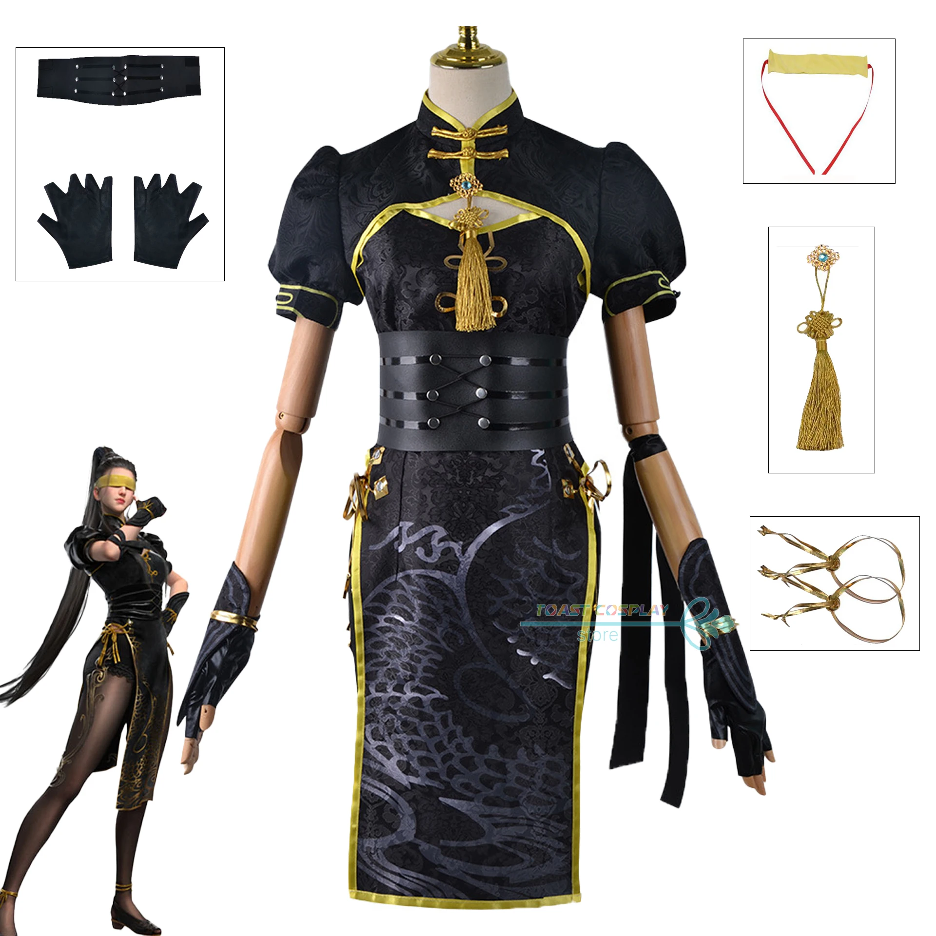 

Anime Cosplay Costume Women NARAKA:BLADEPOINT Game Cos Viper Ning Sexy Dress Black Cosplay Clothing for Women Halloween Party