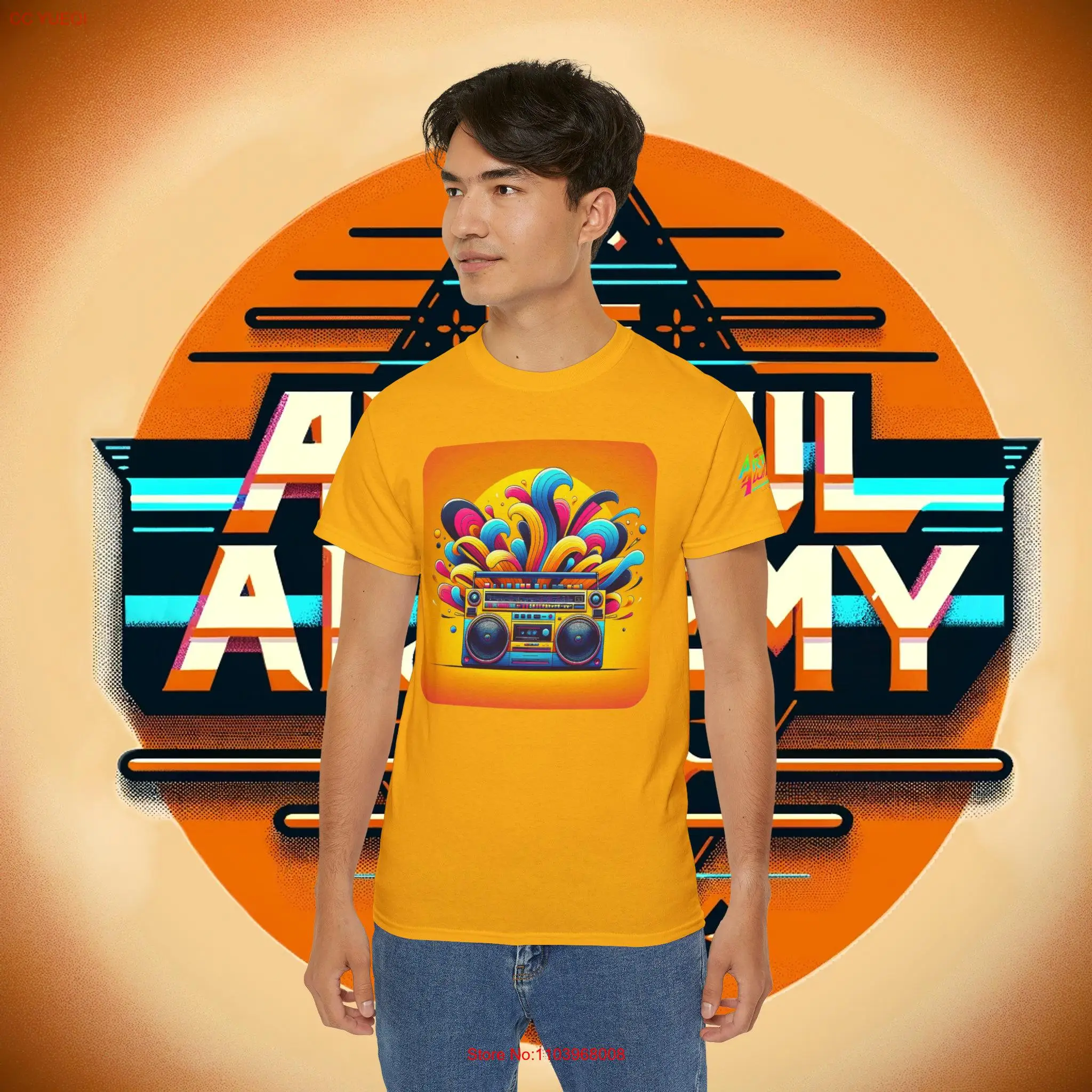 Retro Vibes Designer T shirt 90s Style Boombox Vintage Music Vibrant Summer long or short sleeves