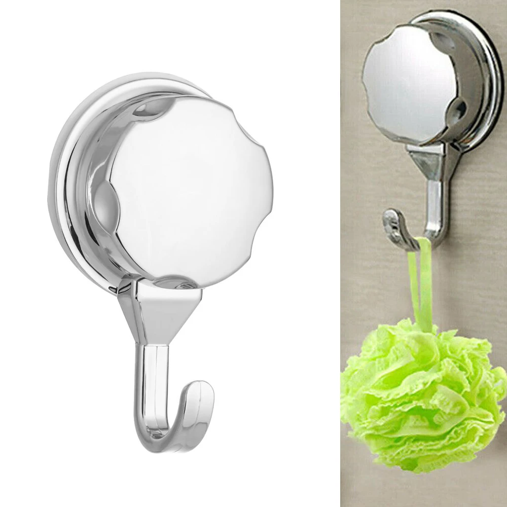 

2Pack Vacuum Suction Cup Hooks Heavy Duty Chromed Self Adhesive Shower Towel Holder for Kitchen Bathroom Restroom Organization