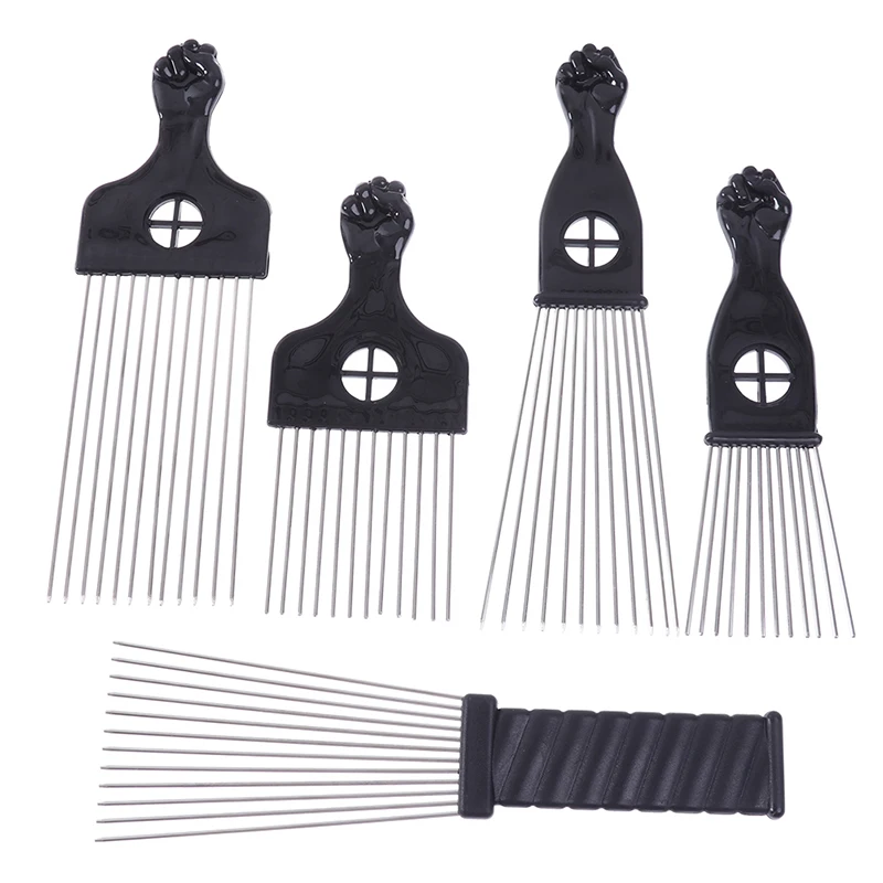 Pugno Nero Afro Pettine In Metallo Capelli Africani Pik Pettine Spazzola Parrucchiere Acconciatura Strumento Per Lo Styling Accessori Per Capelli