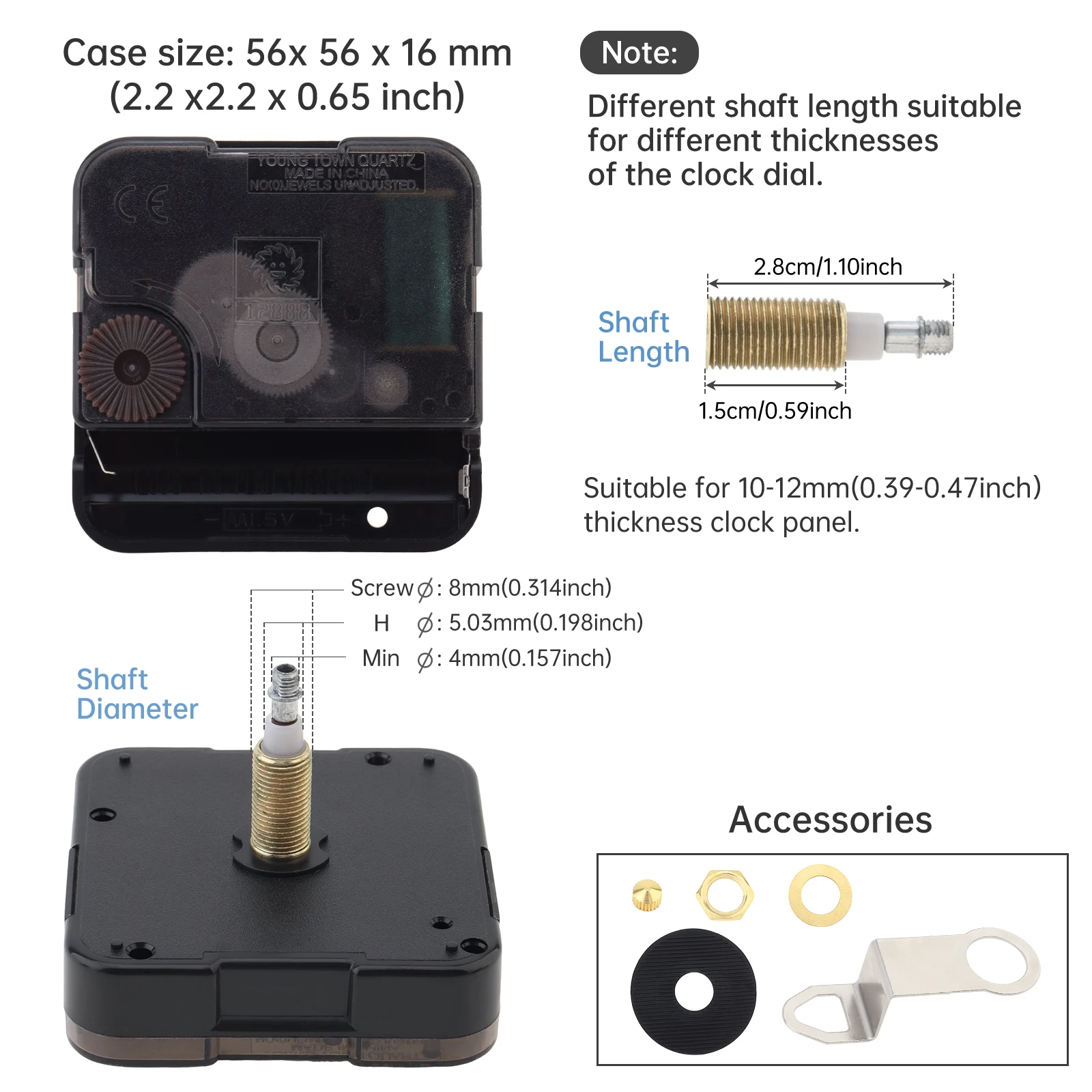 

Кварцевый механизм для настенных часов 18/20/23/28 мм