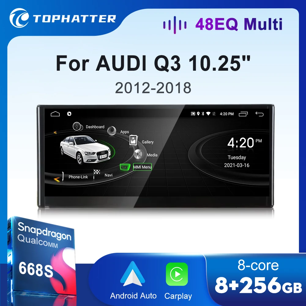 10 25-дюймовый автомобильный радиоприемник для AUDI Q3 CarPlay Android Auto мультимедийный
