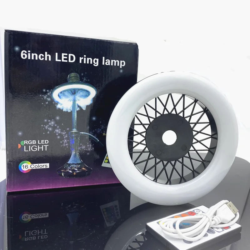 

RGB Led Hookah Shisha Plate Light Ring Lamp 16CM With Remote Control Cachimba Narguile Accessories for Party/Club/Festival