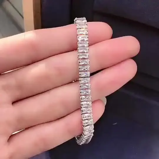 Купи 2021 new jewelry light luxury full diamond bracelet S925 sterling silver eternity band 5A zircon bracelet as a gift за 1,659 рублей в магазине AliExpress