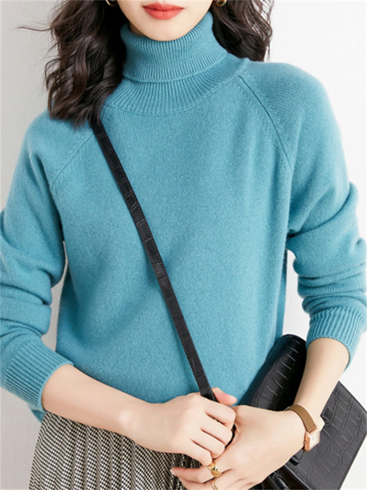 

Fall/Winter Turtleneck Solid Color Knitted Sweater Top Femme Pullover Thick Knitted Women's Turtleneck Oversize Women Sweater