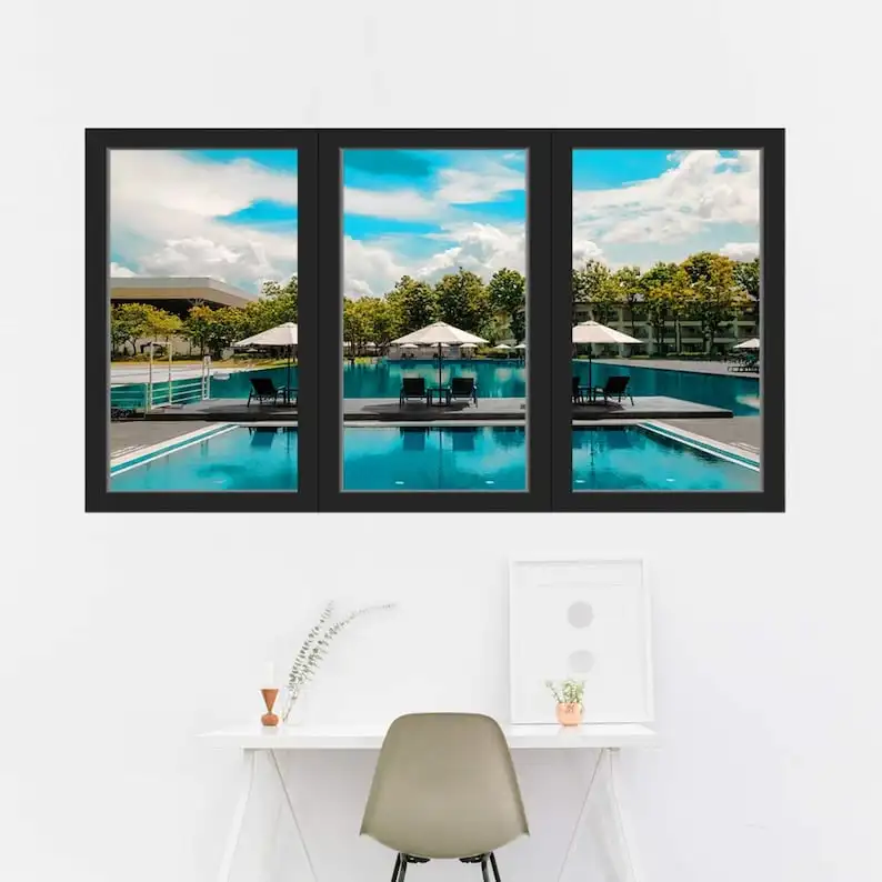 

Vacation Wall Decal 3D Window View Office Nature Sticker Decor - VWAQ OW08