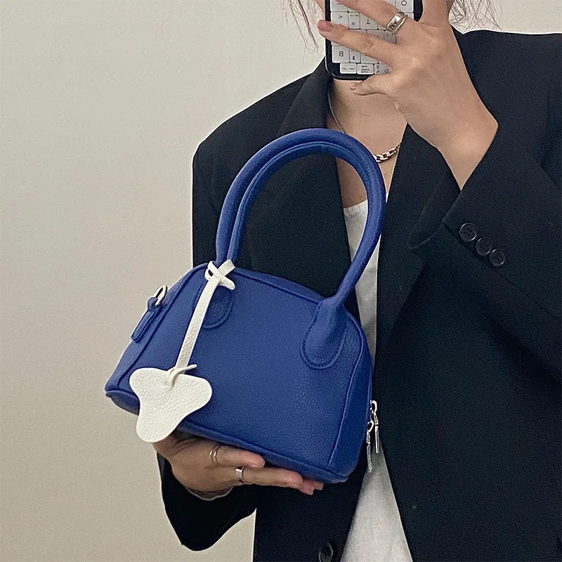 

Design lychee soft waxy saffiano shoulder Boston Female Small handbag Kpop version all-match Bag Women Summer Fashion 2022