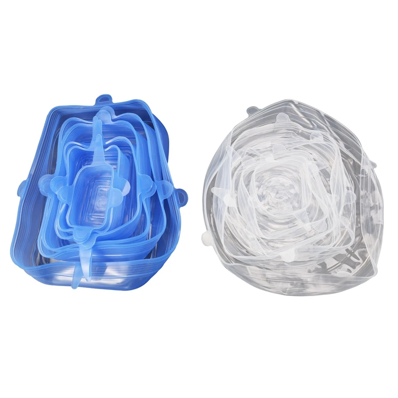 

12 PCS Round And Square Sizes Silicone Lids Covers Stretch Silicone Lids Covers Silicone Lids Food Bowl Covers, Reusable Food Sa