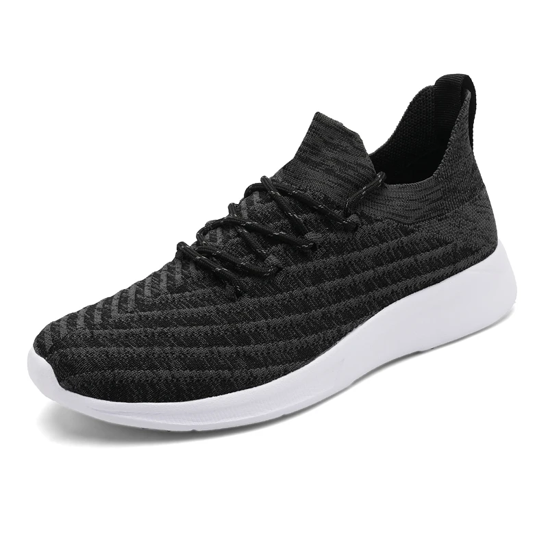 New large size men's fashion flying mesh casual shoes comfortable sports thick sole anti-slip wear-resistant