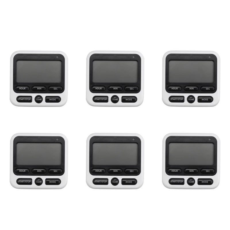 

6х кухонный таймер, магнитный кухонный таймер, с регулируемой звуковой сигнализацией и функцией памяти для приготовления пищи и обучения