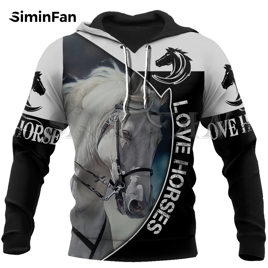 

Толстовка унисекс с 3D-принтом лошадей, повседневный свитшот, пуловер в стиле Харадзюку, женский спортивный костюм, куртка на молнии в стиле панк, H15