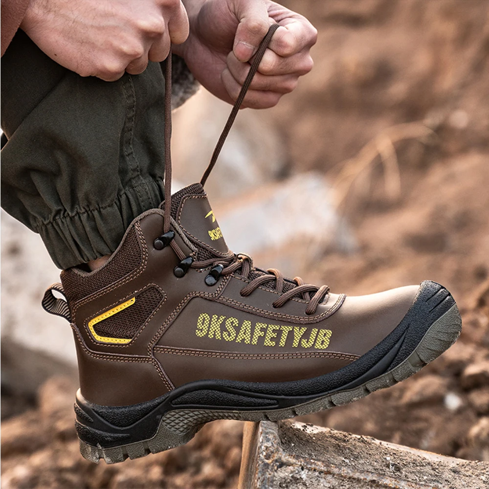 Купить Кожаные высокие Мягкие Водонепроницаемые Ботинки Martin мужские уличные рабочие защитные ботинки с защитой от ударов и пирсинга