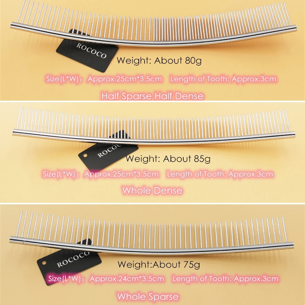 

Comb Dog Sparse Cleaning Dog Professional Pet 25cm Steel Curved Grooming Brush Removal Stainless Hair Cat Teeth Dense Comb