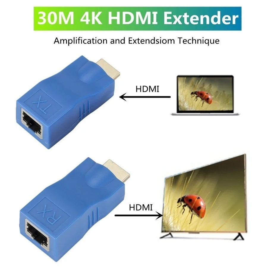 HDMI-совместимый удлинитель RJ45 4K 3D Hdmi-совместимый 1 4 30 м для через Cat 5e/6 сетевой LAN