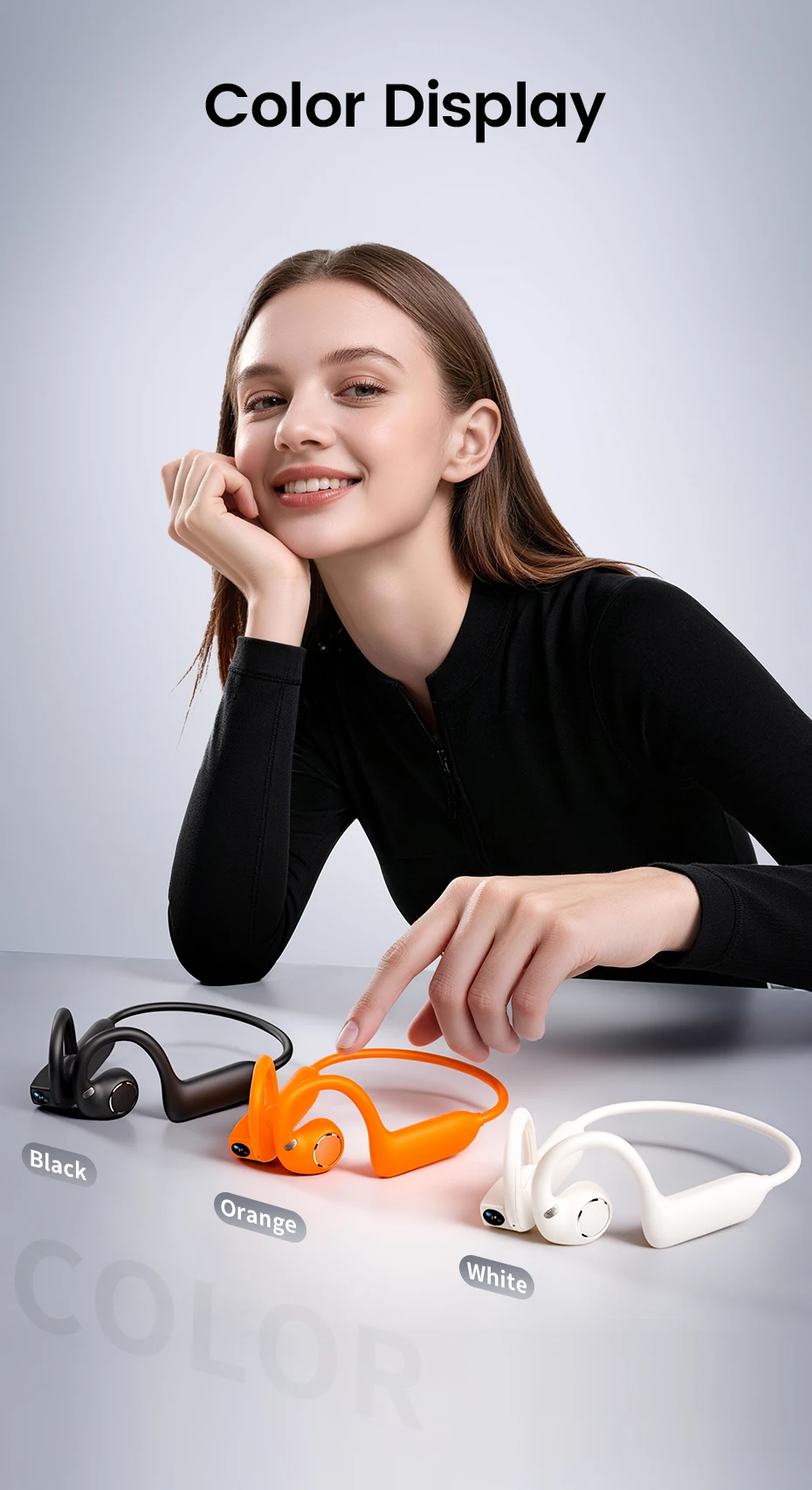 Фото Беспроводные спортивные наушники E12 Smart Bone Conduction с камерой 8 МП, AI-переводом, записью видео и Wi-Fi передачей данных №5