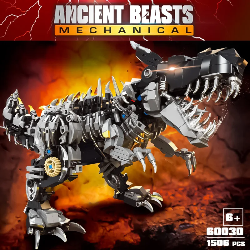 Children's puzzle toy assembly model gift dinosaur series mechanical velociraptor versatile building blocks