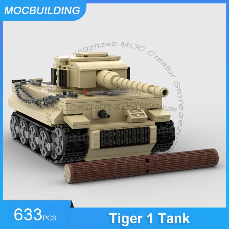 Фото Конструктор MOC: Модель танка Тигр 1, сборные блоки, военная коллекция, креативные развивающие игрушки, подарки, 633 детали. №4