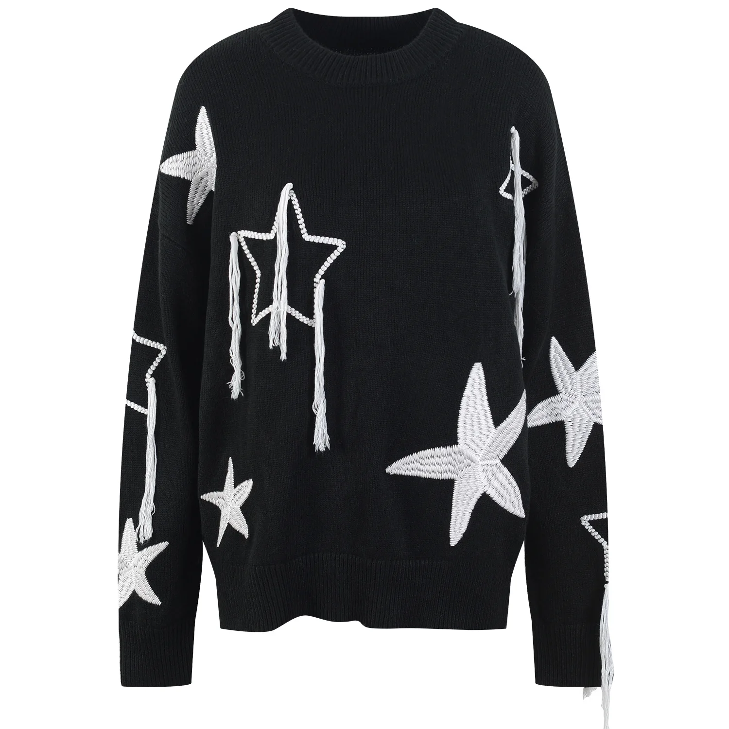 

2022 Men Women Sweater Wool Embroidered Pentagram Loose Top Knitted O-Neck Long Sleeve Pullover High Quality Sweater