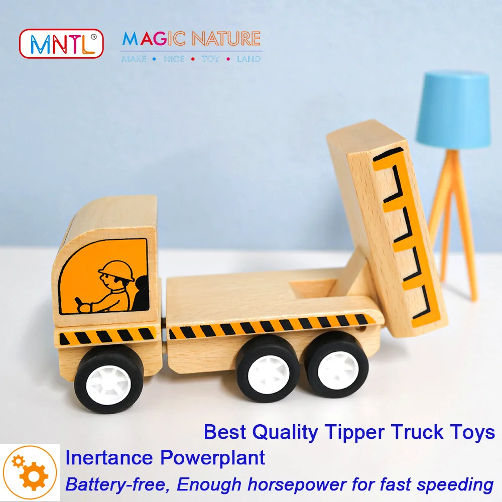 Деревянный грузовик MNTL игрушечный прицеп обучающий самосвал разгрузка модель