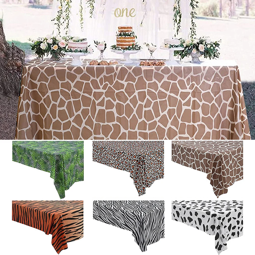 

Woodland Animal Disposable Tablecloth Jungle Safari Birthday Party Decoration Animal Theme Party Tiger Zebra Leopard Table Cloth