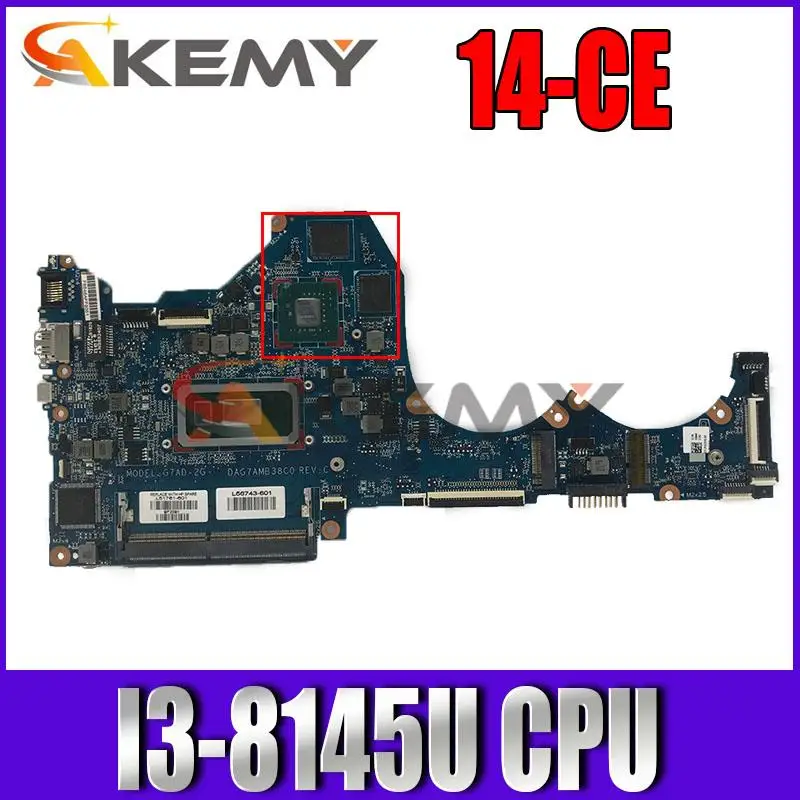 Материнская плата DAG7AMB38C0 для ноутбука HP TPN-Q207 14-CE материнская с процессором I3-8145U