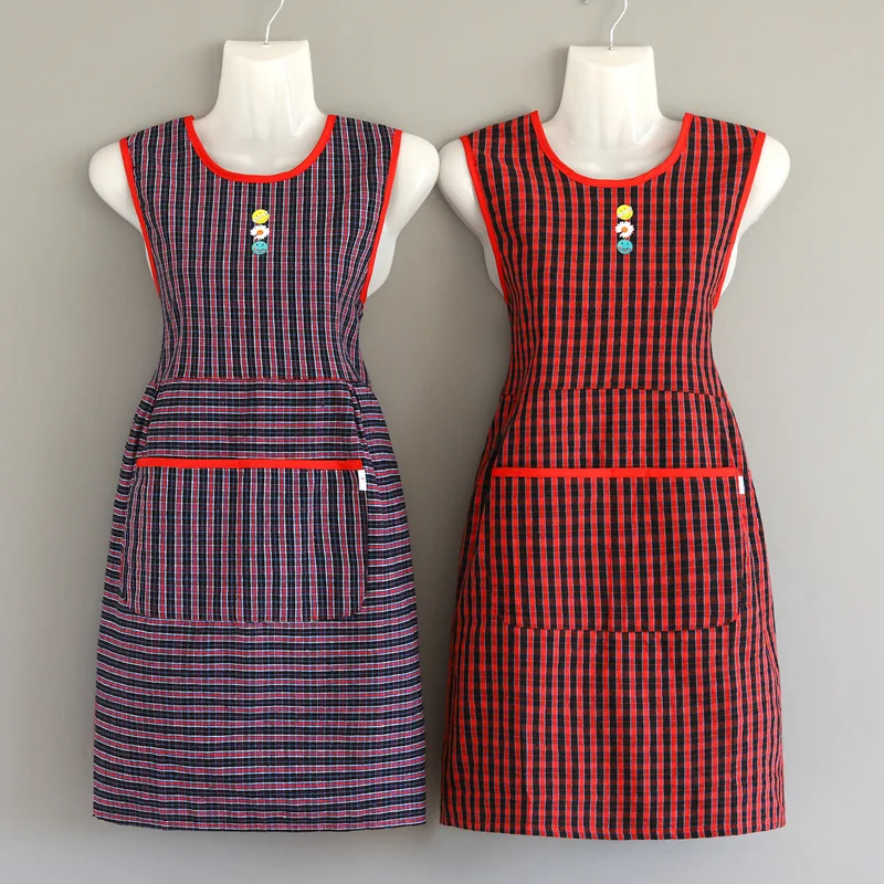 

New summer cotton home kitchen apron anti-fouling breathable women's work clothes cute net red same style work apron