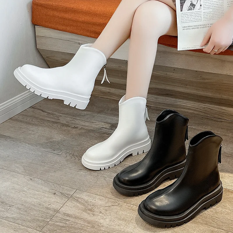 2022 New Arrive Sexy Platform Shoes Women Boots Round Toe Zipper Autumn Winter Fashion Ankle Female Botines De Mujer
