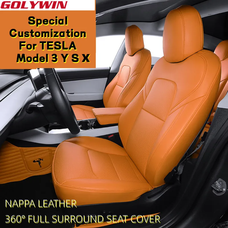 

Nappa Leather Full Surrounded Car Seat Cover For Tesla Model 3 Model Y 2017- 2022 Customized Model S X StyleInterior Accessories