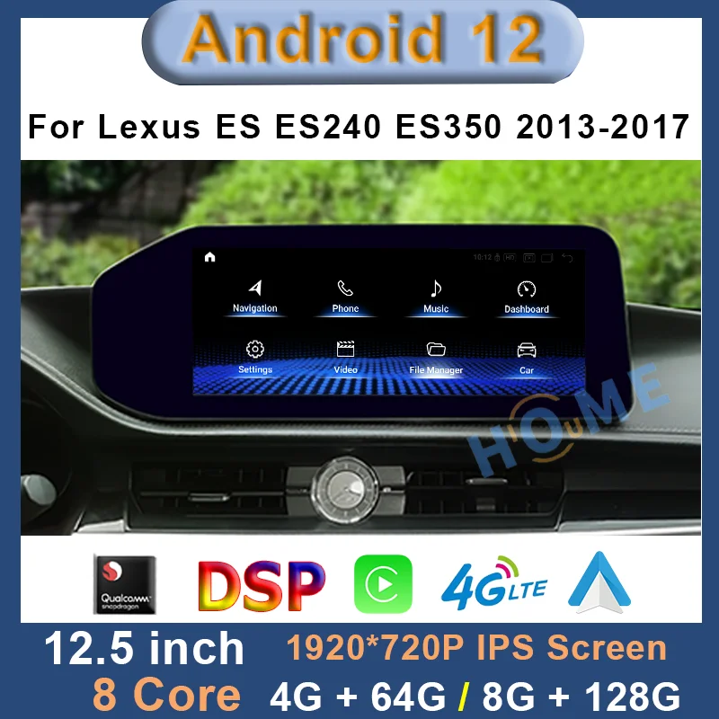 

Qualcomm Android 12 Car Radio CarPlay For Lexus ES240 ES250 ES350 ES300h 2013-2017 ES Multimedia Video Player Autoradio Stereo