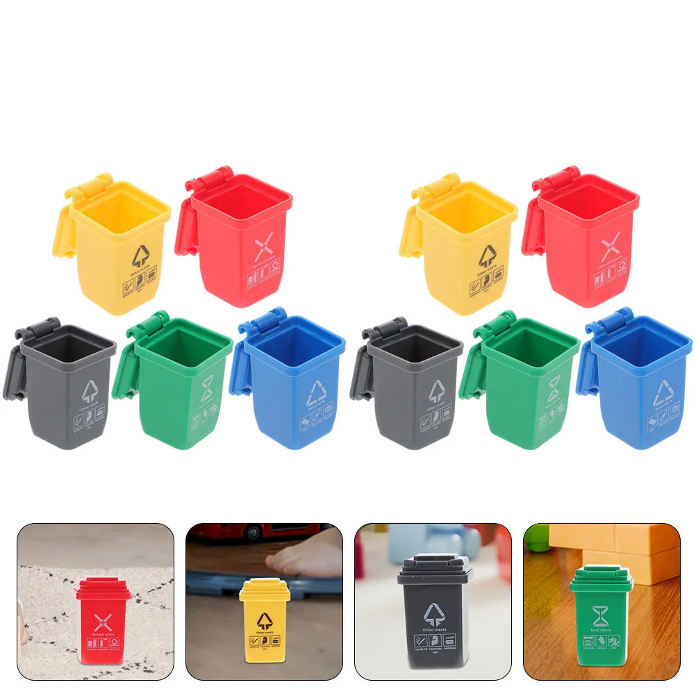 

Can Garbage Mini Trash House Toy Model Miniature Furniture Bin Sorting Kitchen Truck Pretend Container Waste Can， Accessories
