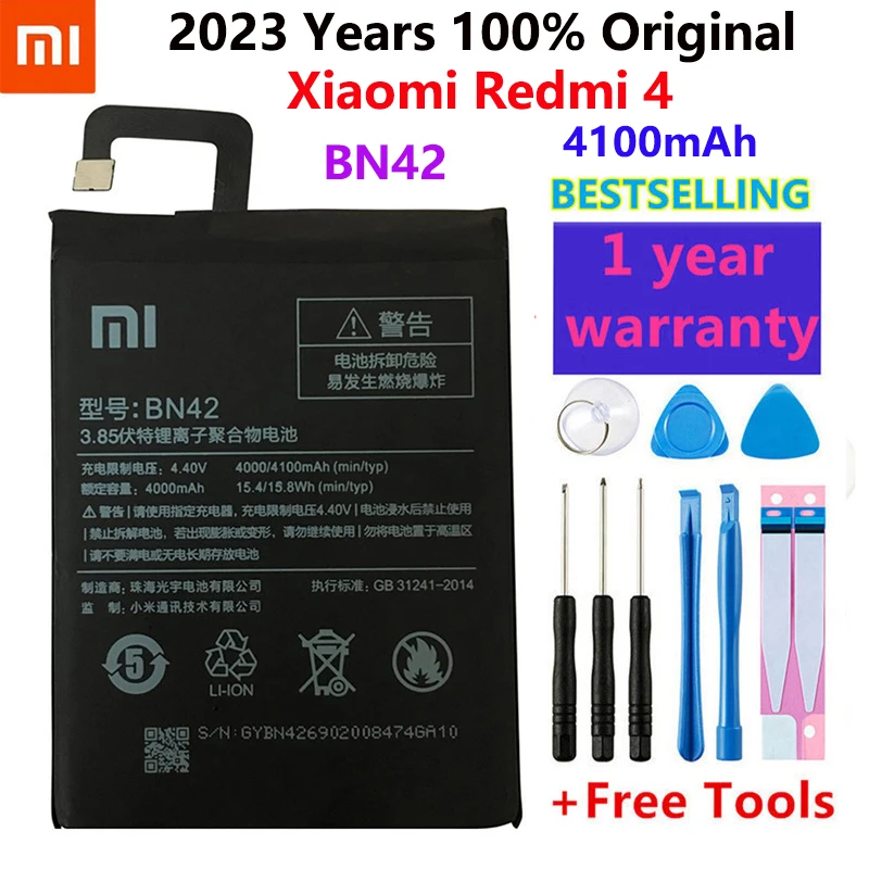 

Xiao Mi Original Phone Battery BN42 For Xiaomi Redmi Hongmi 4 Original Replacement Batteries High Capacity 4000mAh Free Tools