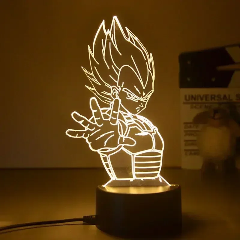 Фото Dragon Ball Z Super Saiyan Vegeta Goku Jiren Broly 3D светодиодный ночник теплый белый настольный светильник экшн-фигурки игрушки подарки №2