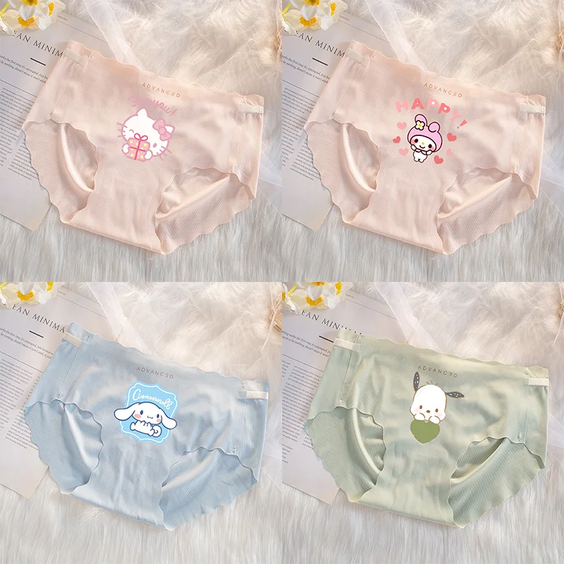 

Anime Cartoon Sanrios Kt Kuromi Melody Cinnamoroll Pompom Purin Pachacco Underwear Kawaii Summer Thin Breathable Cotton Briefs