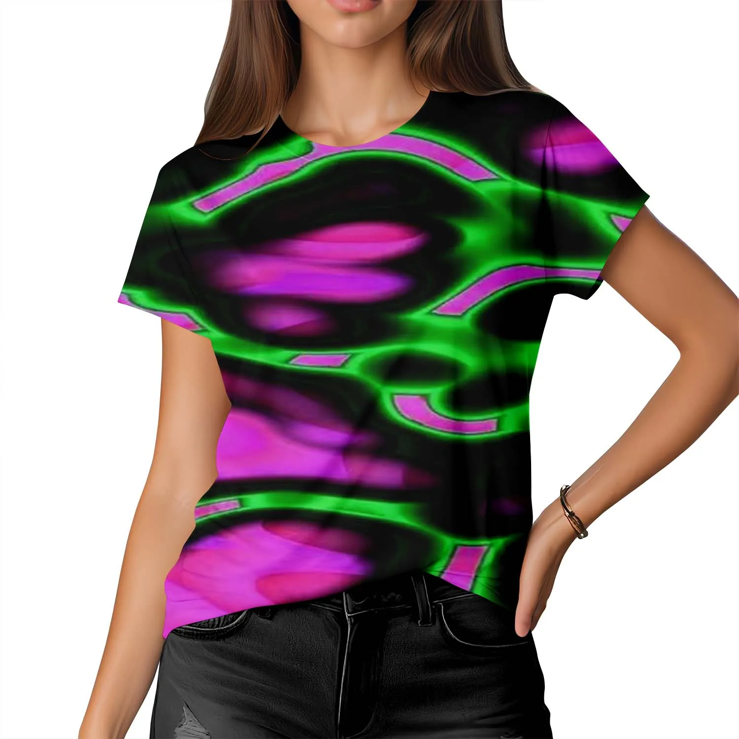 Футболка женская графическая с круглым вырезом и цифровой печатью