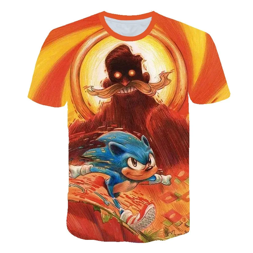 

2020 Cute 3D Sonic The Hedgehog T Shirt Kids Clothes Summer Short Printed Cartoon T-shirt Boys Cool Teenager Children Tops