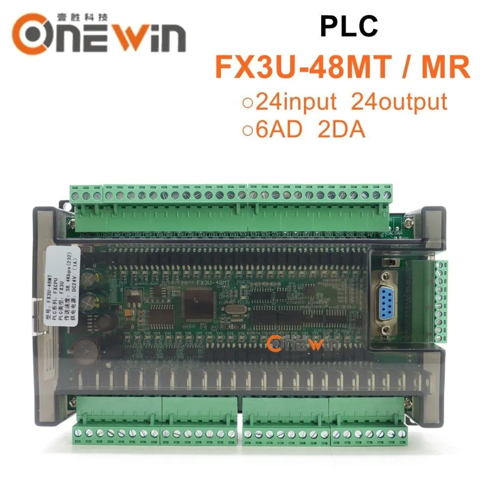 FX3U-48MT FX3U-48MR PLC industrial control board 6AD 2DA  24 Input 24 Output with RTC RS485 CAN communication