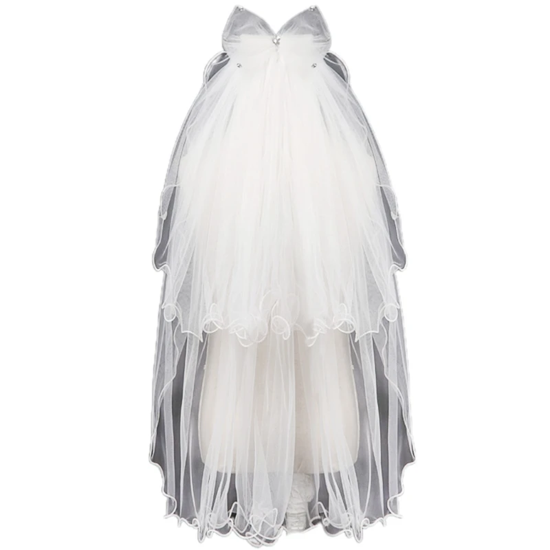 

2 Tiers Curly Edge Girls Communion Veil with Comb Wedding Veil for Flower Girl