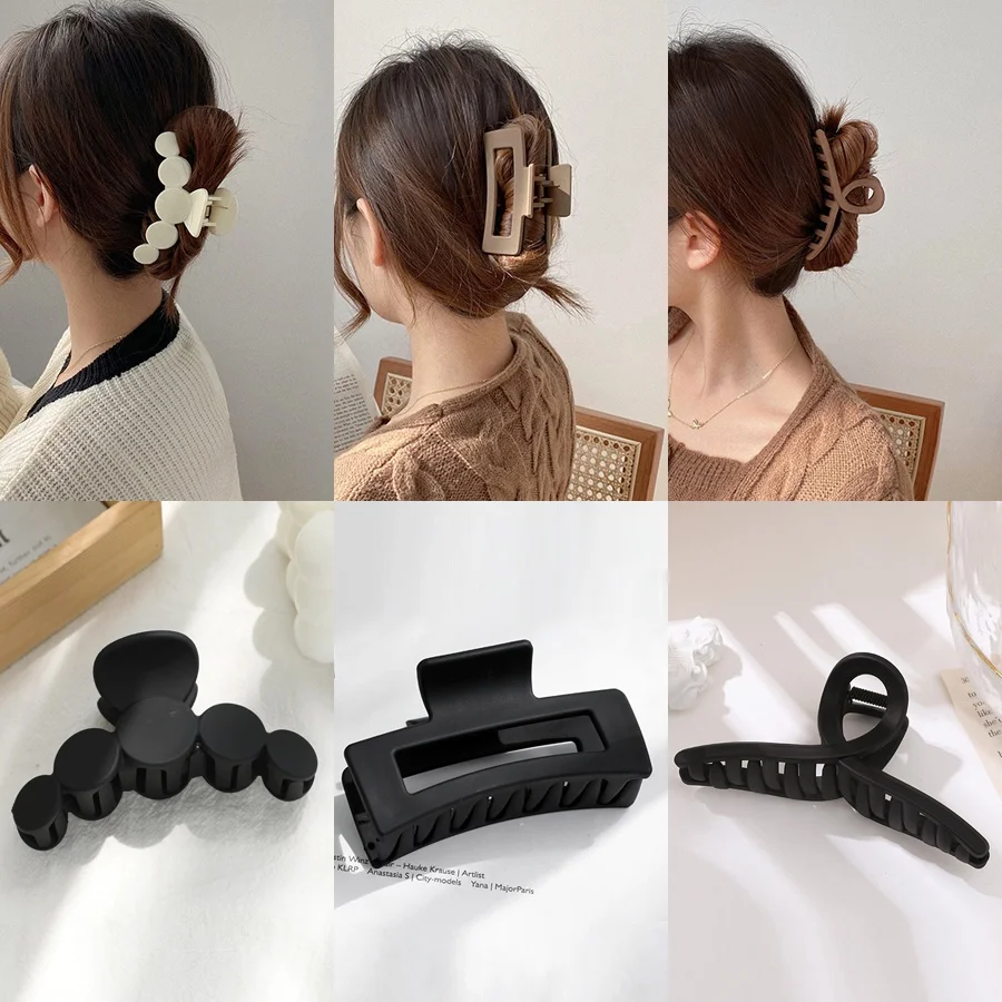 

AISHG Fashion Women Square Frosted Acrylic Hairclip Korean Style Claw Clip Plastic Shark Clip Hair Female Accessories Headwear