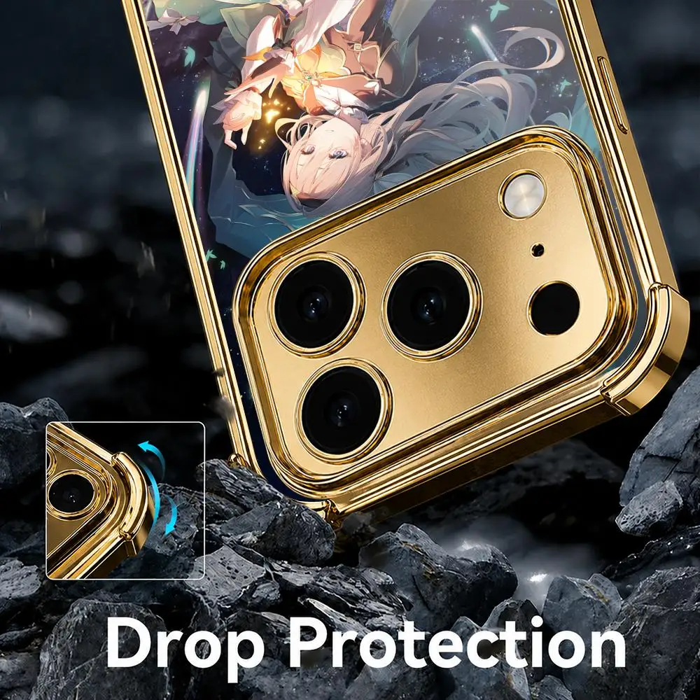 Фото Чехол для телефона Firefly H-Honkai Star Rail для iPhone 17 16 15 14 13 12 Pro Max Plus с гальванизированным металлическим каркасом и защитой углов Airbag №2