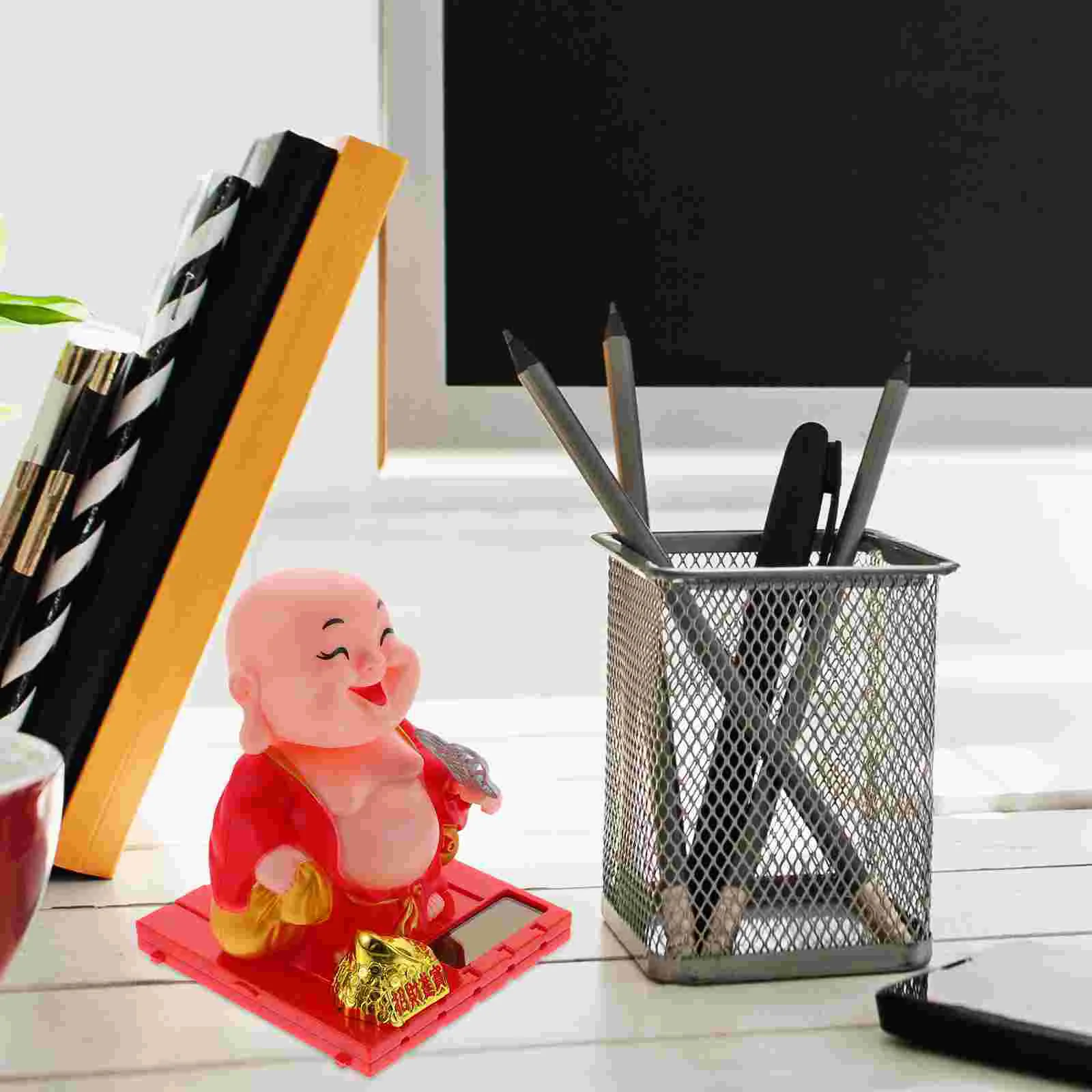 

Office Decoration Desktop Monk Figurine The Office Decor Solar Statue Trim Decorative Items Auto