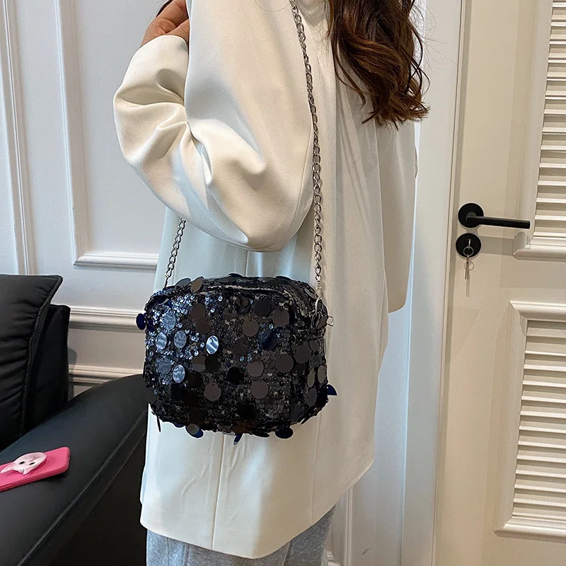 Модные блестящие женские сумки через плечо с блестками маленькая сумочка для