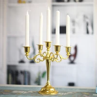 metal goldbronze plated candle holder retro 3 headed candle stand wedding prop candle container dinner hotel home decoration