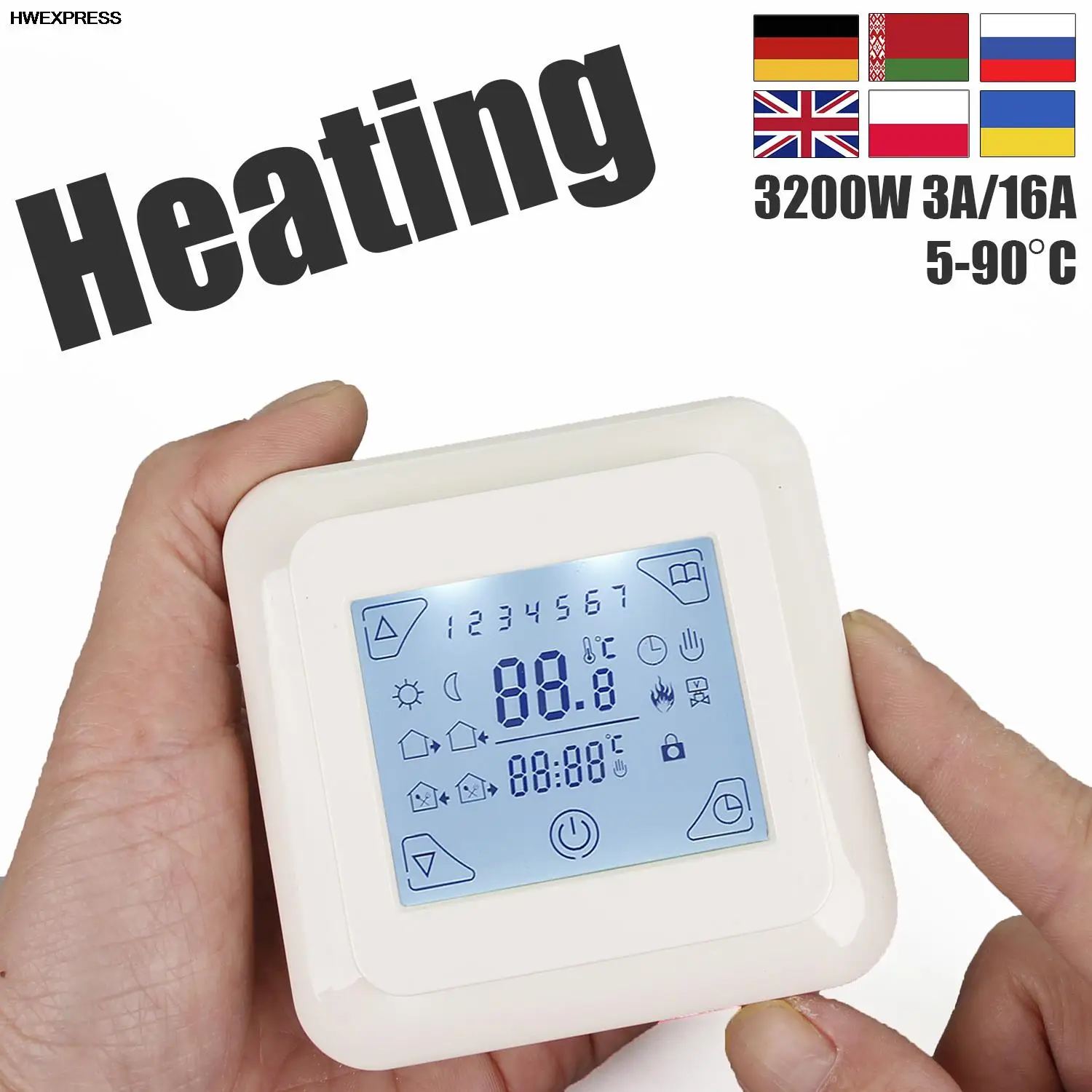 

V8 Electric Heating Room Thermostat 16A,230VAC For Electric Heating HOME FLOOR HEATING