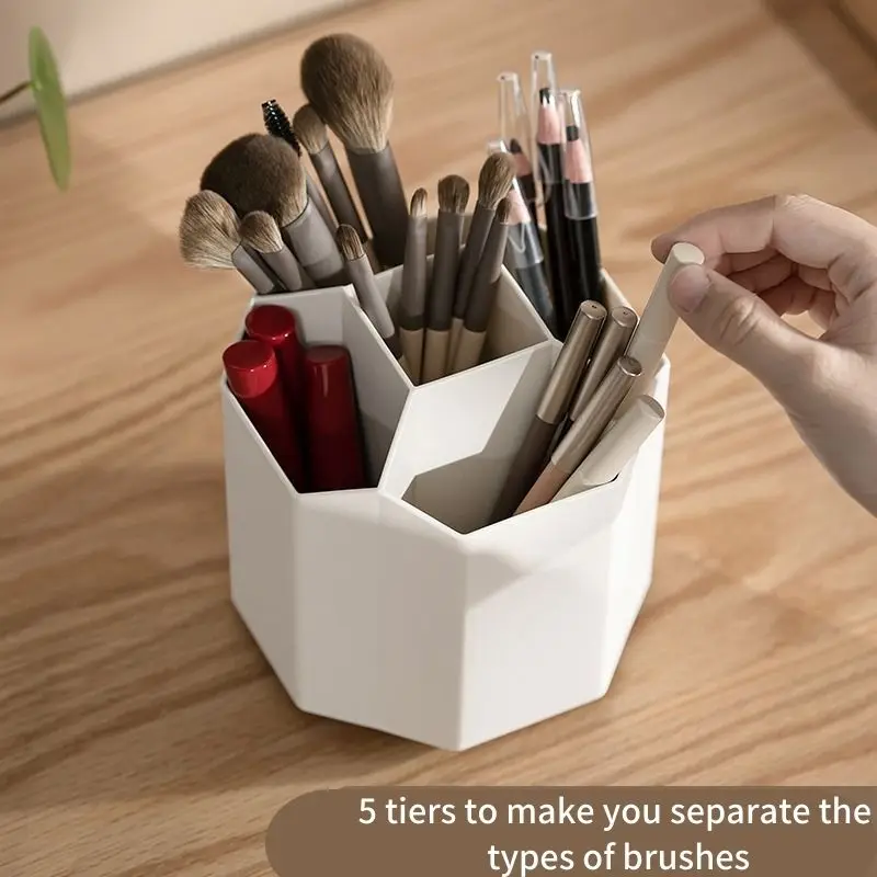 

360° Rotating Desktop Storage Organizer for Women Home Makeup Brushes Holder Lipstick Cosmetic Make Up Box Pen Case Container
