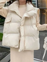 pinkyisblack 2022 new cotton down vest women winter fashion stand collar waistcoat casual winter sleeveless jacket for women