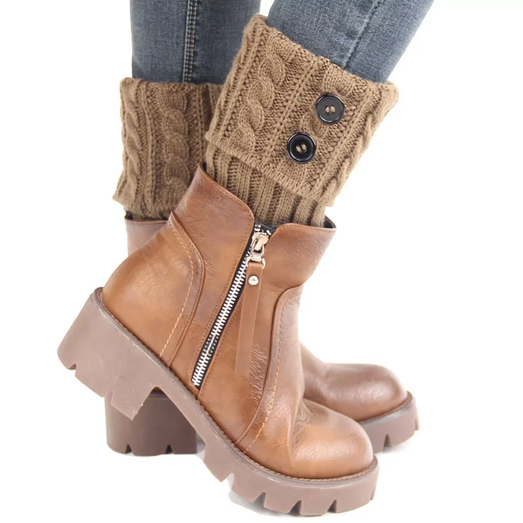 Women Knitted Winter Leg Warmers Slim Punk Short Crochet Leg Warm Socks Silid Winter Boot Cuffs Socks Boot Toppers Stockings