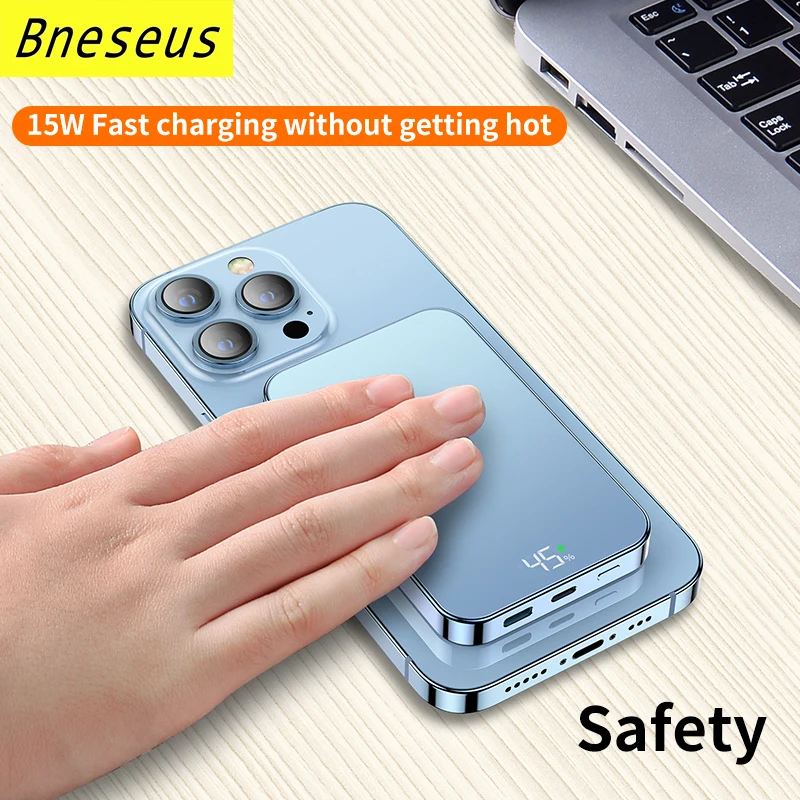 Metal Magnetic Power Bank 15W Fast Charger For iphone 12 13 14Promax Macsafe Powerbank Wireless External Auxiliary Battery Pack
