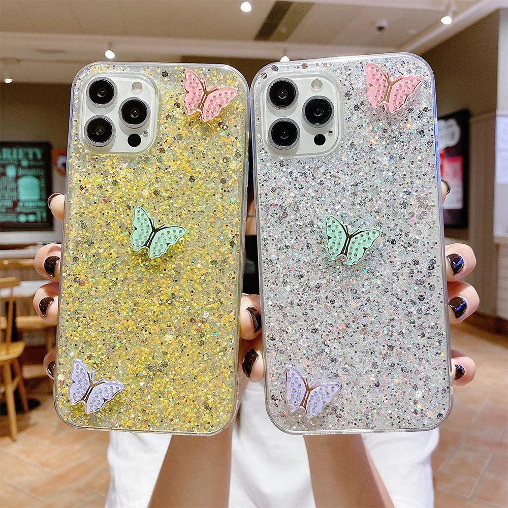 

Paste Butterfly Glitter Case For Oppo A17 A96 A53 A15 A54 A16K A36 A76 A57 A77 A79 A55 A56 A74 A93 A94 A95 A73 A72 A52 A92 Cover